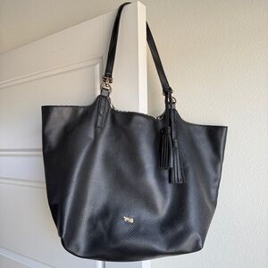 Black Double Strap Tote Bag with Tassels